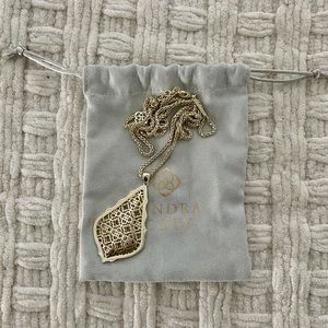 Kendra Scott long pendant necklace in gold with filigree